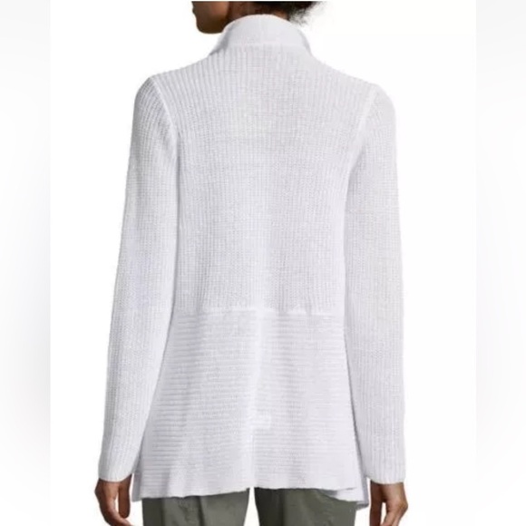 Eileen Fisher Drape Front Linen Cardigan White Casual Minimalist Women’s Size XS - Picture 2 of 9